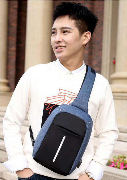 New Design Waterproof Men's Anti Theft Sling Chest Bag With USB Charging Port