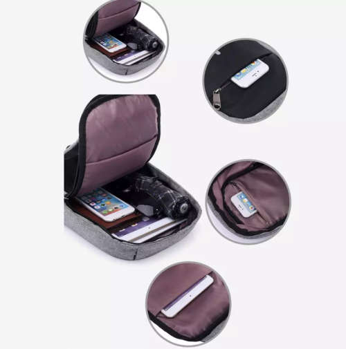 New Design Waterproof Men's Anti Theft Sling Chest Bag With USB Charging Port