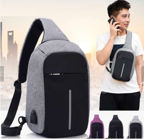 New Design Waterproof Men's Anti Theft Sling Chest Bag With USB Charging Port