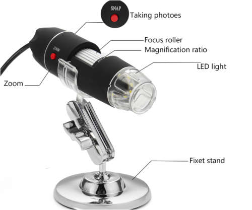 1600X Zoom 8 LED USB Digital Microscope Hand Held Biological Endoscope with Bracket