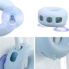 Stick On Bathroom Toothbrush Holder Doughnut Shaped Stand & Cup