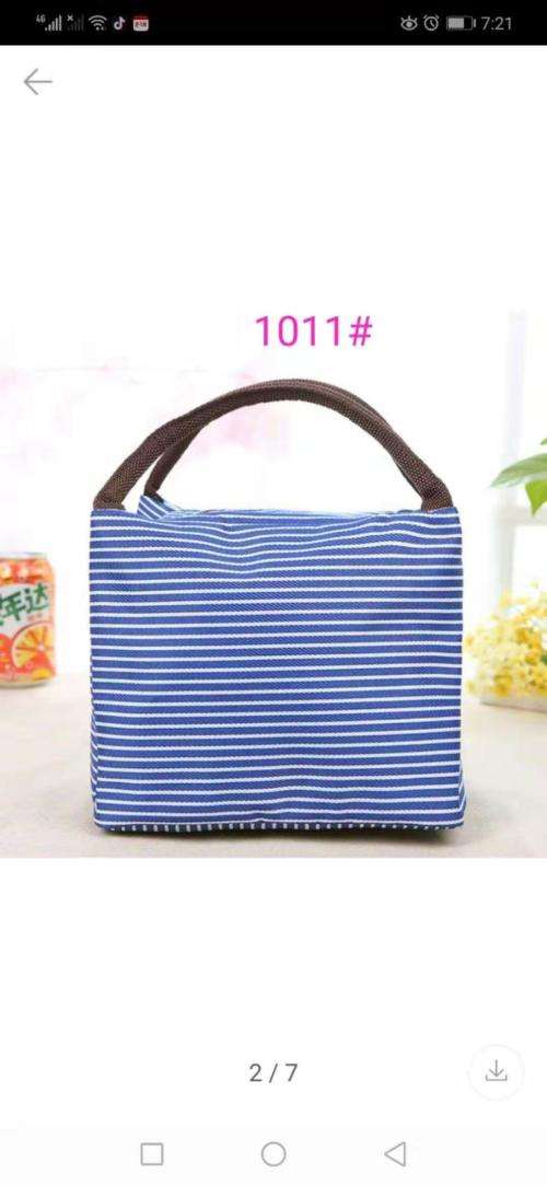 Hot section Oxford cloth striped double insulation bag outdoor picnic bag double meal package