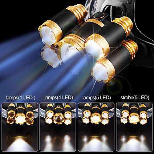 Super Bright 5 Led Headlamp XML T6+4Q5 18650 USB Rechargeable High Power Led Headlamp