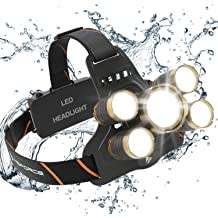 Super Bright 5 Led Headlamp XML T6+4Q5 18650 USB Rechargeable High Power Led Headlamp
