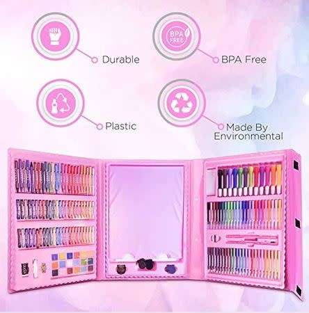 208 Piece Non-Toxic Plastic Case Kids Painting Drawing Art Set