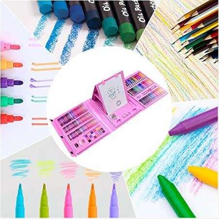 208 Piece Non-Toxic Plastic Case Kids Painting Drawing Art Set