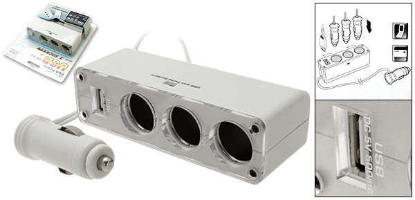 USB Triple Socket Car Charger
