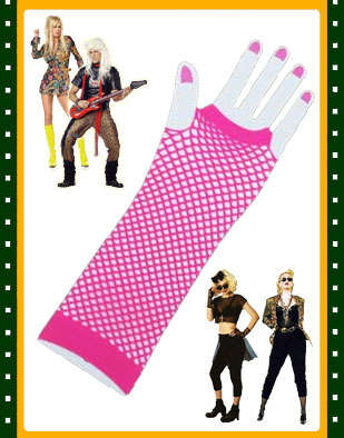 Fishnet Fingerless Gloves Neon Pink