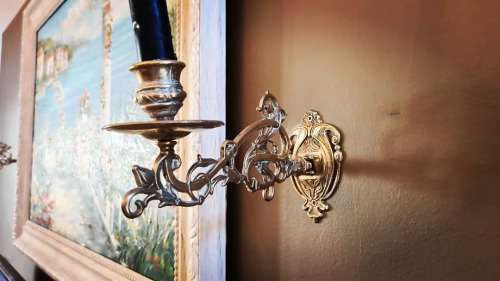 2 x Beautifull Brass Piano Candle holders