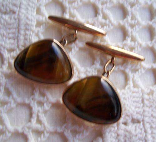 9ct Gold & Tigers Eye Cufflinks