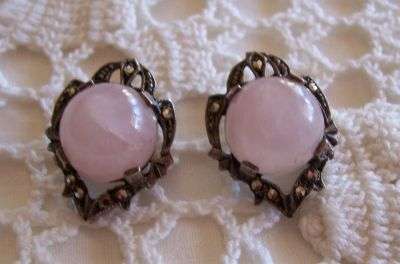 Marcasite * Rose Quartz * Earings