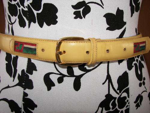 VINTAGE GENUINE LEATHER ITALIAN DESIGNER LIGHT YELLOW BELTSIZE APPROX(34-36)