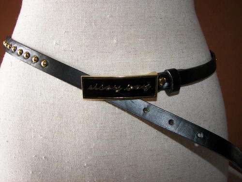 BLACK SKINNY SISSY BOY BELT WITH STUDS SIZE 34- 38(mint condition)