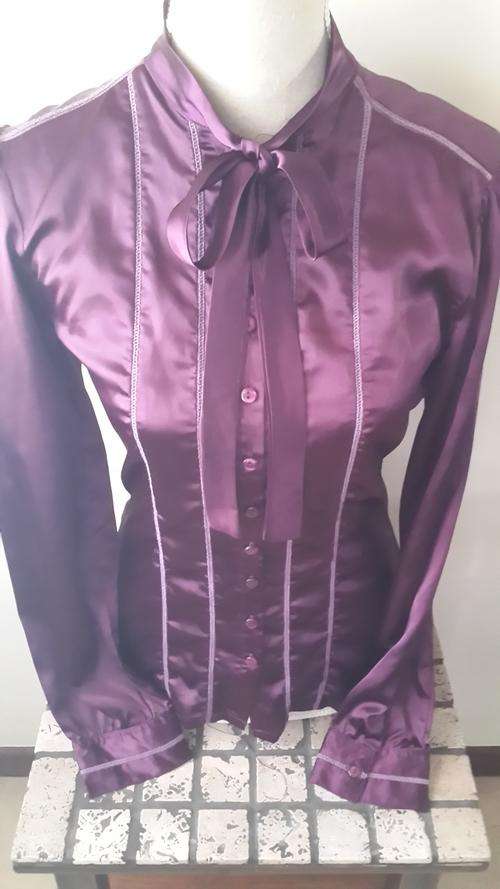 DESIGNER SATIN E COUTURE PUSSY BOW SHIRT/BLOUSE