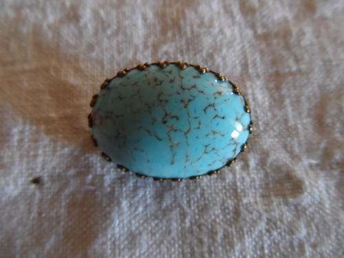 Antique turquoise colour stone brooch