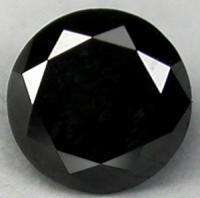 Black diamond natural heat treated SI2 round brilliant 3.0ct 7.71mm dia x 6.37mm