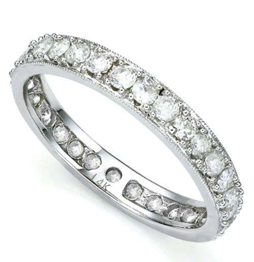 Eternity Ring : 9ct White Gold, 30 White Diamonds 1.00tcw (2.0mm Round) SI2-I1 Brilliant cut