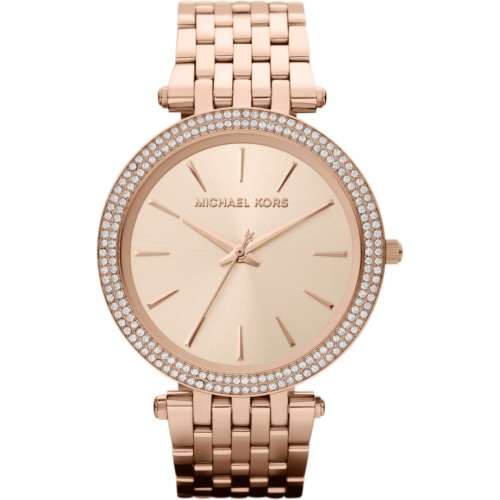 ** LATE XMAS ENTRY ** MICHAEL KORS Darci Rose Gold Dial Pave Bezel Ladies Watch MK3192
