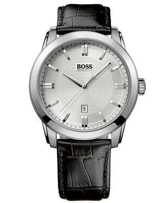 **R5599.00** CLASSIC!! Hugo Boss Silver Black with Leather Strap - 1512766