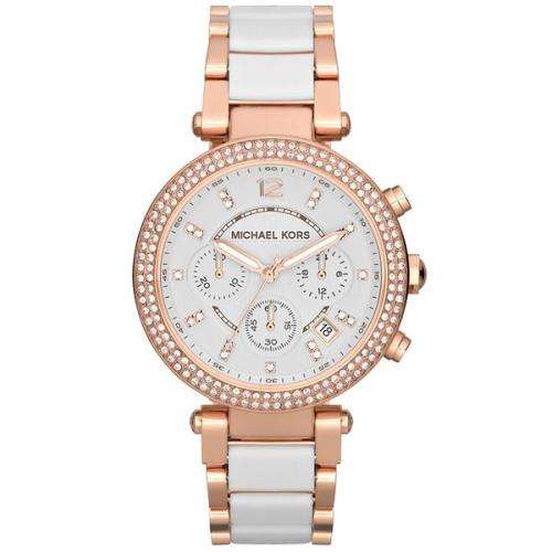 MICHAEL KORS Ladies Parker Chrono White Dial Rose Gold MK5774
