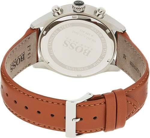 HUGO BOSS Grand Prix Sports Watch White Dial & Perforated Leather Strap 1513475