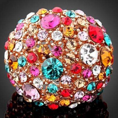 Sparkling Swarovski Crystal Bouquet Gold GP Ring