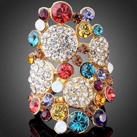 Ruby Topaz Swarovski Crystal Fashion Gold GP Ring