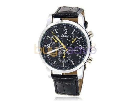 Fashionable Leather Band Men's Quartz Wrist Watch