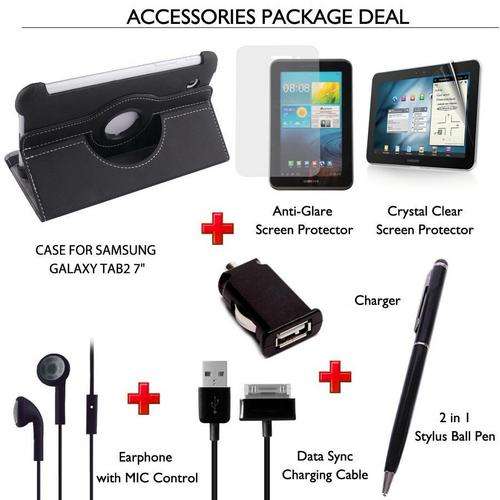 SAMSUNG GALAXY TAB 2, 7.0 P3100 - BLACK Accessories Pack-360 Rotating case
