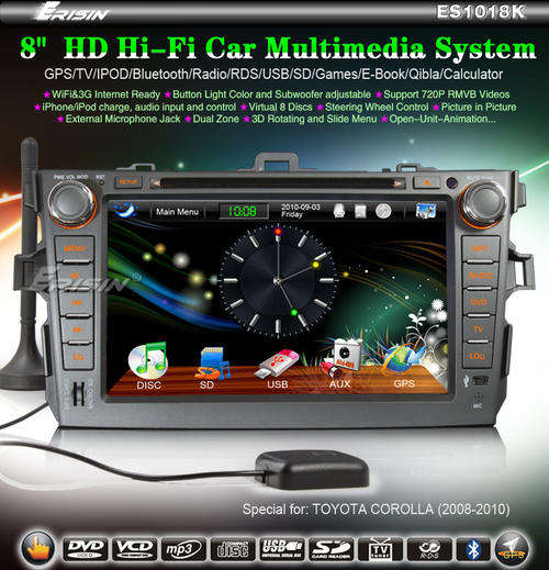 8" 3G WiFi GPS Toyota Corolla (2008 - 2010)  + FREE MAPS!!!