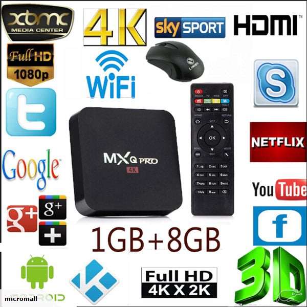SMART TV BOX,TV BOX ANDROID,MX-Q PRO 4K SMART ANDROID TV BOX MEDIA PLAYER (NETFLIX, WIFI)