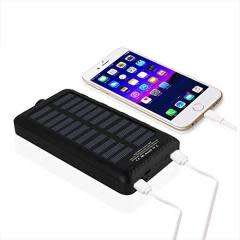 External 20LED 20000mAh 2USB Solar Power Bank Portable Battery Charger & Compass