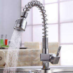 Nickel Brass Modern Mixer Tap Spring Single Lever Pull Out Spray Kitchen Bathroom Faucet New