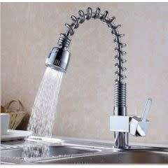 Nickel Brass Modern Mixer Tap Spring Single Lever Pull Out Spray Kitchen Bathroom Faucet New