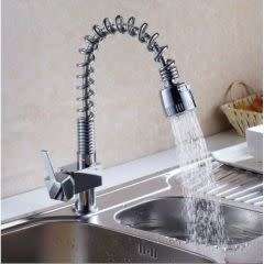 Nickel Brass Modern Mixer Tap Spring Single Lever Pull Out Spray Kitchen Bathroom Faucet New