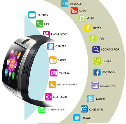 Bluetooth Smart Watch Q18 With Camera  Sync SMS Smartwatch Support SIM card and memory card