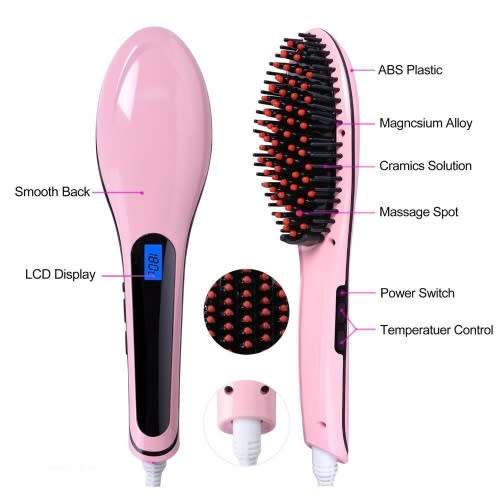 Fast Electric Hair Straightening Brush. With Temperature Controls. LED Display.
