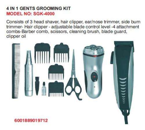 SUNBEAM DELUXE 4 IN 1 GROOMING/SHAVING KIT (SGK 4000)