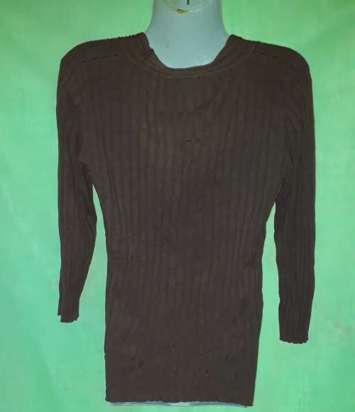 LADIES BROWN JERSEY TOP - MAKE: TRUWORTHS  - SIZE: L