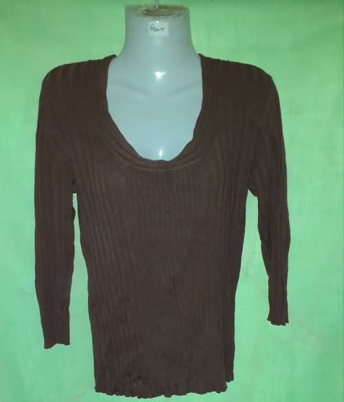 LADIES BROWN JERSEY TOP - MAKE: TRUWORTHS  - SIZE: L