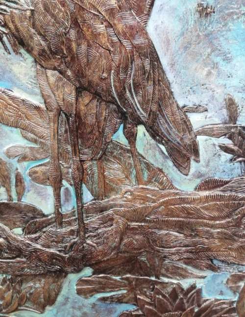 HERON GARDEN PLAQUE - BRONZE FINISH - WEATHERPROOF