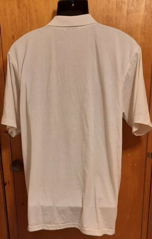 MENS - WHITE MULTI COLORED GOLF SHIRT - MAKE - BARRON - SIZE - L