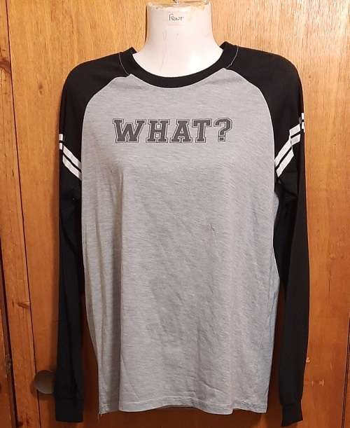 LADIES - GREY MULTI COLORED TOP- MAKE - NO MAKE - SIZE - NO SIZE