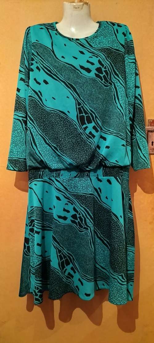 Ladies - Green & Black Dress - Make - Foschini - Size - 12, bust 92cm, hip 97cm