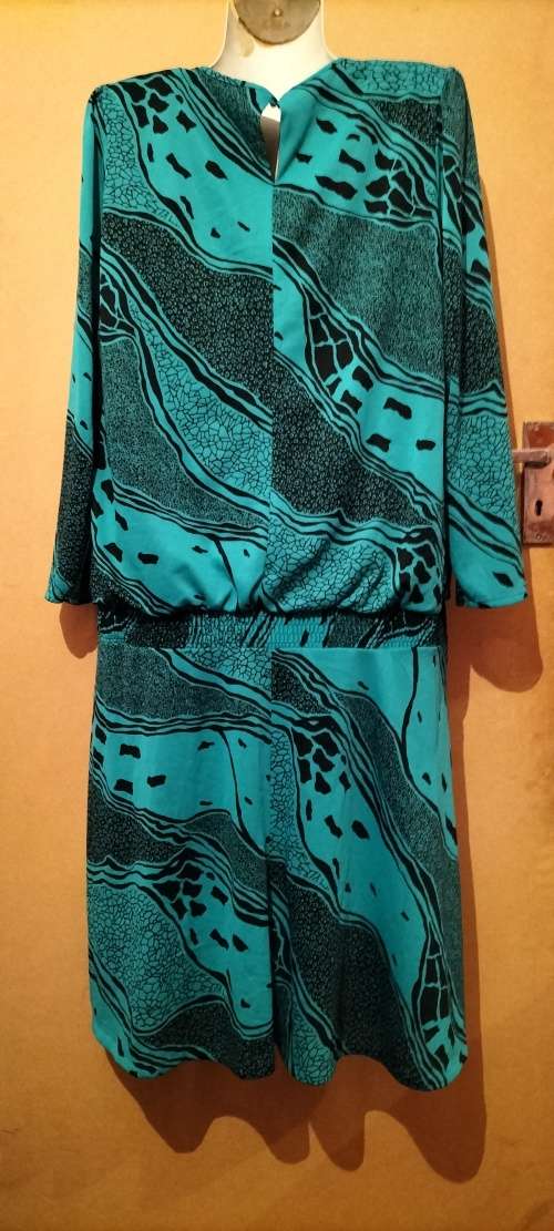 Ladies - Green & Black Dress - Make - Foschini - Size - 12, bust 92cm, hip 97cm