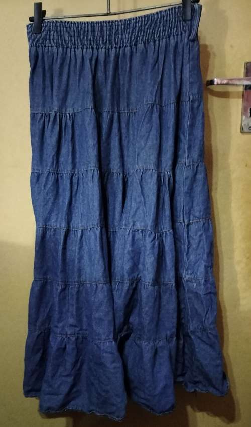 Ladies - Blue Denim Skirt - Make - Clothes - Size - S/M