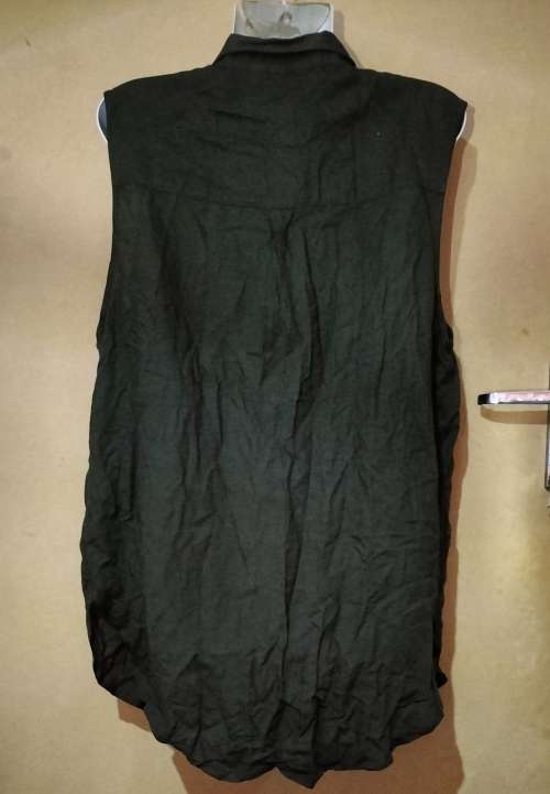 Ladies - Dark Olive Green Sleeveless Blouse - Make - HM - Size - 16/44