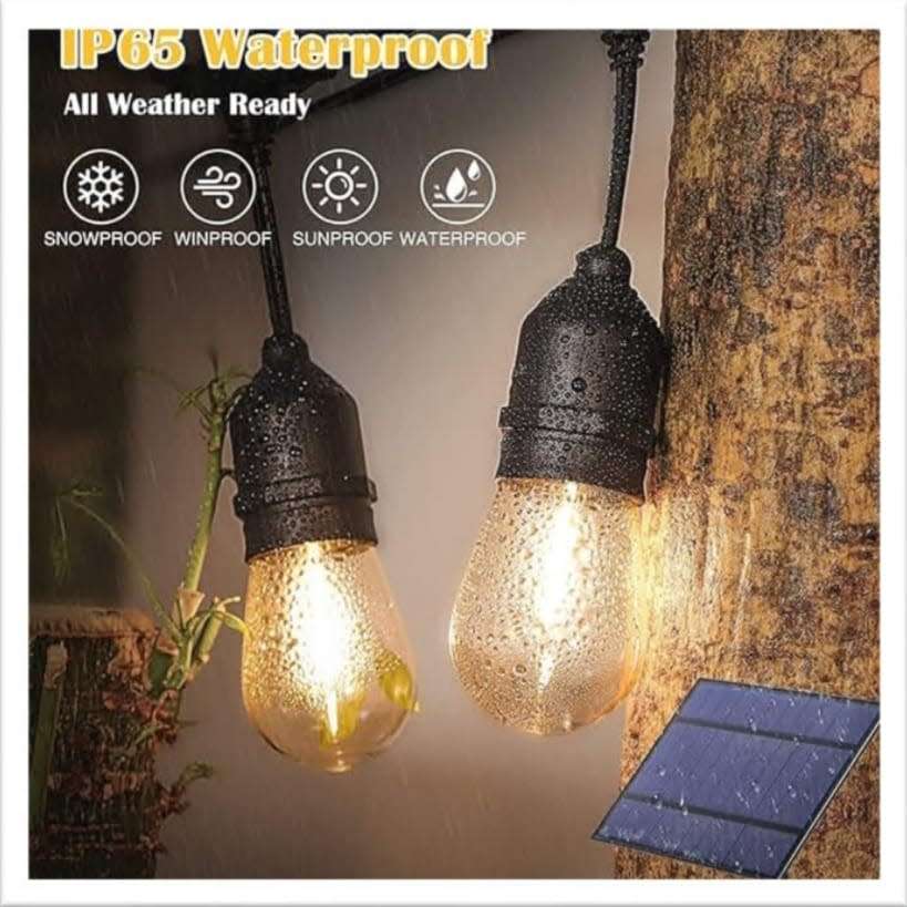 10 LED Waterproof Solar Outdoor Patio String Bulb Lights