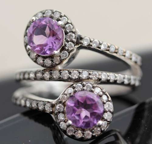 STUNNING NATURAL GEMSTONE 1ct AMETHYST DOUBLE HEAD RING. STERLING SILVER 925. 5,9 grams!