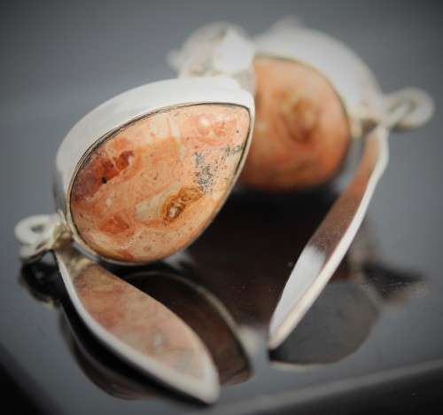 UNUSUAL MEXICAN BIRDS EYE JASPER STERLING SILVER 925 EARRINGS. NATURAL GEMSTONES